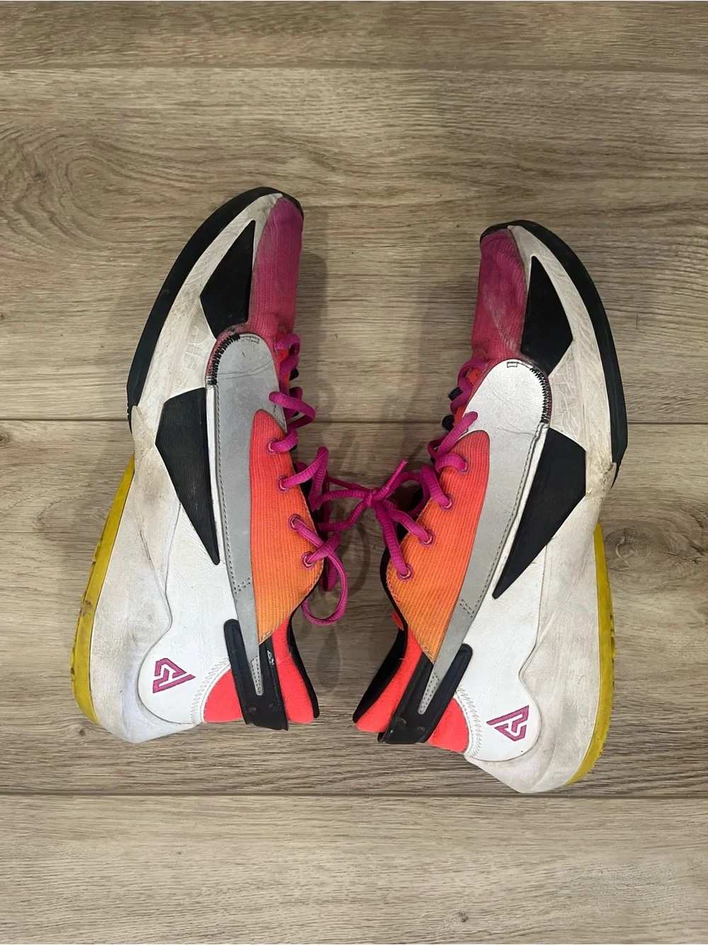 Nike Zoom Freak 2s Basketball Shoes, Pink Yellow Greek Freak